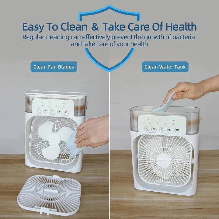 Portable Mist Cooling Fan with LED Light and Timer