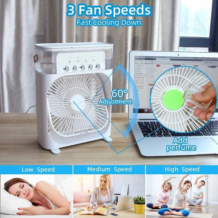Portable Mist Cooling Fan with LED Light and Timer